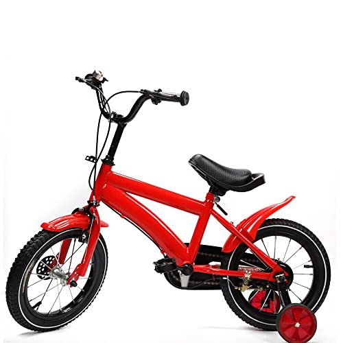 AOAPUMM 14-Zoll-Kinderfahrrad Tretfahrrad Kinder-Balance-Bike mit Stützrädern Für Jungen und Mädchen von 3-6 Jahren Rot von AOAPUMM