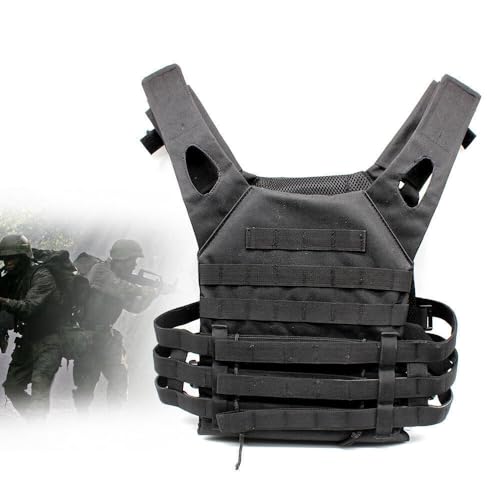 Airsoft Tactical Vest, Military Training Vest Safety Gear CS Training Protection, Adjustable Sport Bulletproof Vest Paintball Game Breastplate (Schwarz) von AOAPUMM