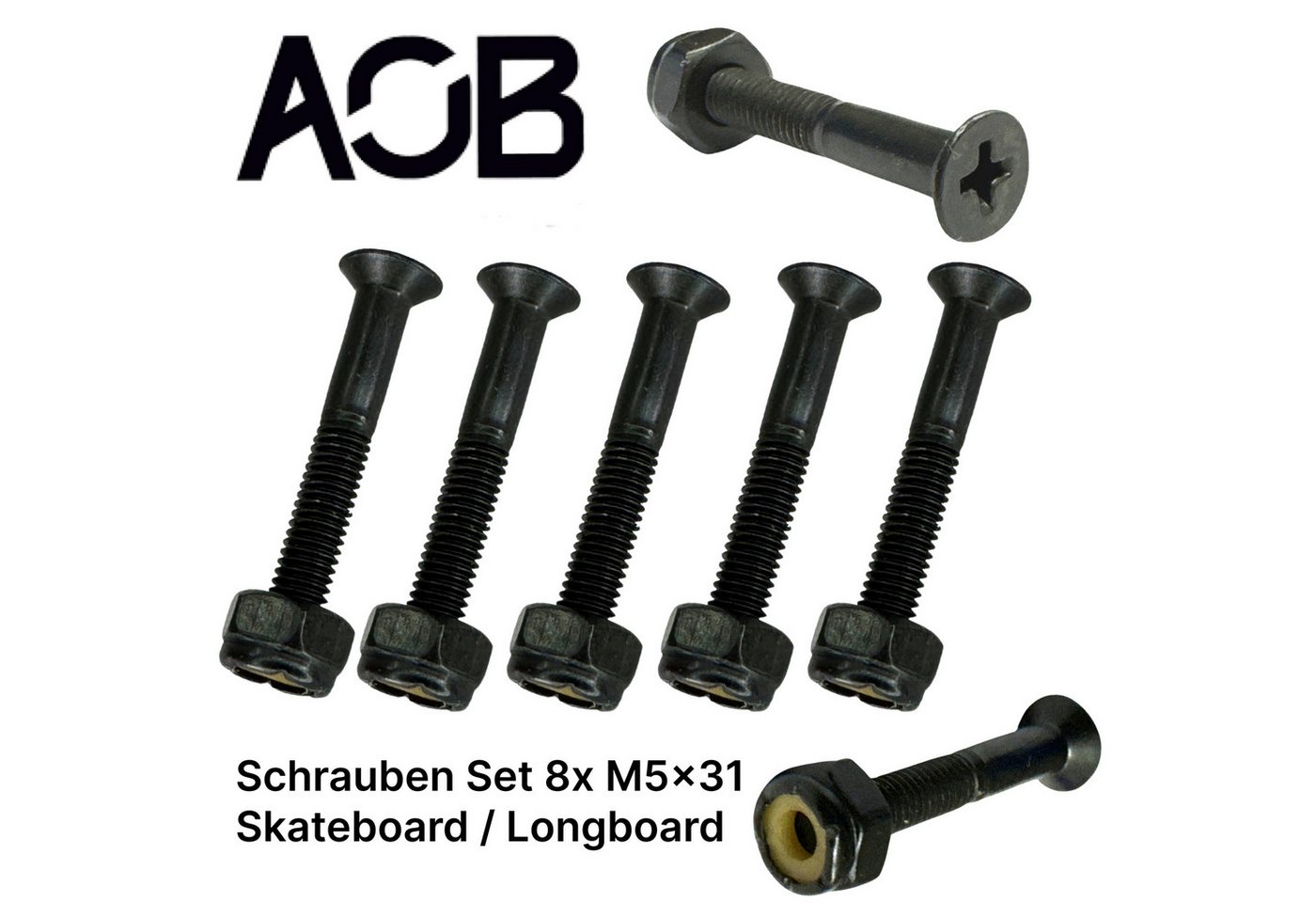 AOB Skateboard AOB Longboard / Cruiser Achsen M5 x31 Schrauben Befestigungs Set 16Tlg von AOB