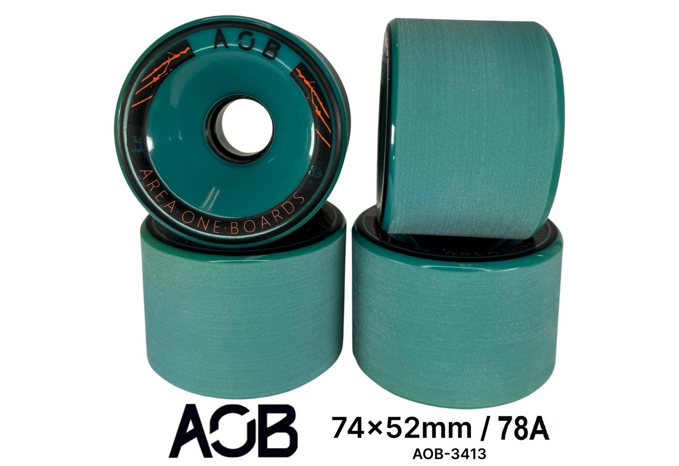 AOB Skateboard AOB Longboard Cruiser Rollen Wheels (4 Stck) Blau 74x52mm 78a von AOB