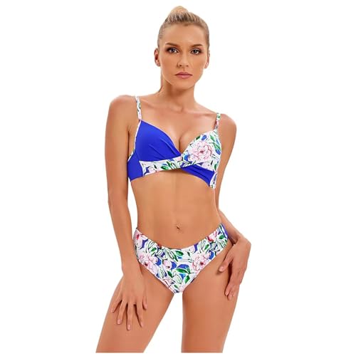 AOGATO Bikini Damen Sommer Frauenmodet Gedruckte Bikini Badeanzug Rückenless Cross Krawatte Bikini Beach Casual Badeanzug Zweiteiliger Set von AOGATO