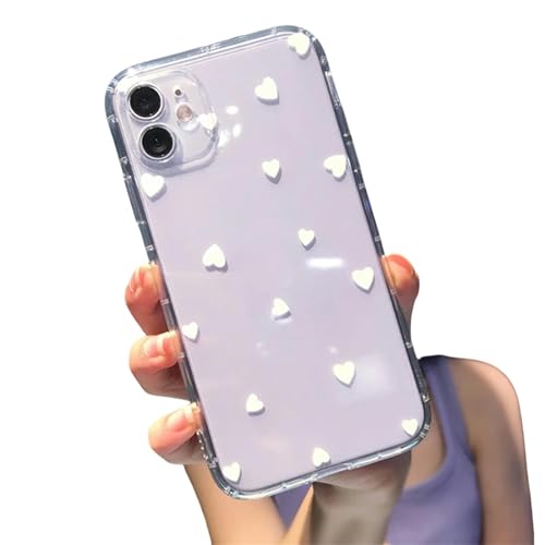 AOGATO Handyhülle Modeliebe Herz Transparent Weich-iPhone 13 Pro Max-Weißes Liebesherz von AOGATO
