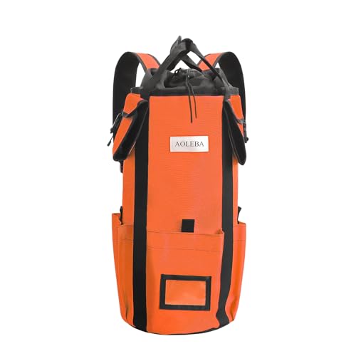 AOLEBA Aufbewahrungstasche für Baumkletterseil, Eimer, Rucksack, Seil, Baumpflegertasche, 500 m, großes Fassungsvermögen, 1680D dickes Nylonmaterial mit Handschlaufen, Seitentaschen, Orange von AOLEBA
