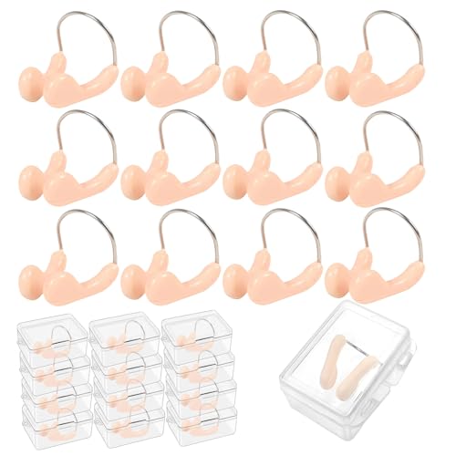 AOMAIGAD Schwimmen Nasenclip,12er-Pack Silikon-Nasenklammern,Der Nasenclip ist stark und zuverlässig,Wasserdichter Nasenschutz zum Schwimmen für Erwachsene und Kinder,Aufbewahrungsbox mit Nasenclip von AOMAIGAD