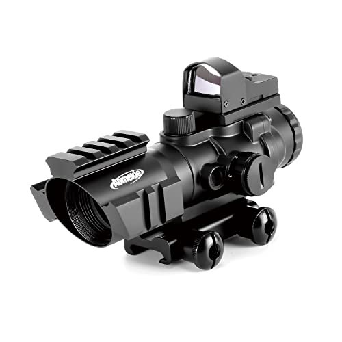 AOMEKIE Zielfernrohr 4x32mm mit 20mm/22mm Schiene Airsoft Red Dot Visier Sight Leuchtpunktvisier Rotpunktvisier für Jagd Softair und Armbrust von AOMEKIE