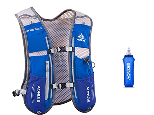 AONIJIE 5L Multifunktionale Ultrleicht Fahrradrucksack/Trinkrucksack Getränketasche mit 500ML Trinkflasche für Wandern, Training, Laufen, Klettern (Blau) von AONIJIE