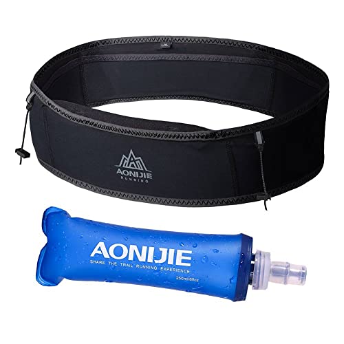 AONIJIE Laufgürtel, Bauchtasche mit 250 ml weicher Wasserflasche für Damen und Herren, Feuchtigkeitstransport, ideal für Marathon, Klettern, Joggen, Radfahren, für 17,3 cm (6,8 Zoll) Handy, Full von AONIJIE