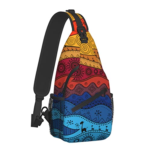 African Ethno Tribal Sling Bag für Damen Herren, Umhängetaschen Casual Sling Rucksack Brusttasche Reisen Wandern Daypack für Outdoor African Ethno Tribal Sling Bag für Damen Herren, Umhängetaschen Casual Sling Rucksack Brusttasche Reisen Wandern Daypack für Outdoor von AOOEDM