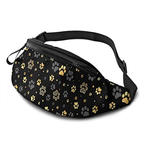 Gold Hund Pfotenabdruck Bauchtaschen für Damen Herren Mode Hüfttasche Gürteltasche Bauchtasche für Mädchen Jungen Verstellbarer Gürtel Hüfttaschen für Reisen, Laufen, Wandern, Radfahren, Konzert Gold Hund Pfotenabdruck Bauchtaschen für Damen Herren Mode Hüfttasche Gürteltasche Bauchtasche für Mädchen Jungen Verstellbarer Gürtel Hüfttaschen für Reisen, Laufen, Wandern, Radfahren, Konzert von AOOEDM