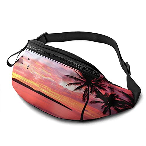 Sunset Beach Palmen Bauchtasche für Damen Herren Mode Gürteltasche Hüfttasche mit verstellbarem Gürtel für Reisen im Freien Sport Laufen von AOOEDM