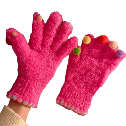 AOOOWER Warme Winterhandschuhe für Touchscreens, Kunstfell, Text-Handschuhe, flauschig, weich, Winterhandschuhe für Outdoor, Skifahren, Radfahren, Wandern, Touchscreens, Text-Handschuhe von AOOOWER