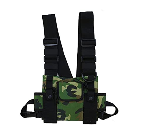 AOOPOO Herren Damen Brusttasche Rig Bag Weste Multi-Pocket Hip Hop Streetwear Funktional Taktische Harness Brustgurt Rig Pack Verstellbare Gürteltasche Praktisch, Tarnung von AOOPOO