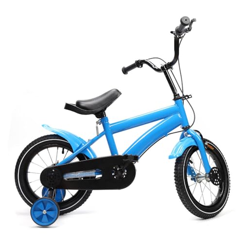 AOOUNGM 14 Zoll Kinderfahrrad Kohlenstoffstahl Kinderfahrräd Outdoor Sportlich Kinderfahrräder Höhenverstellbar Fahrrad Doppelbremsmodus mit Stützräder,ab 3-6 Jahre Kinder,Blau von AOOUNGM