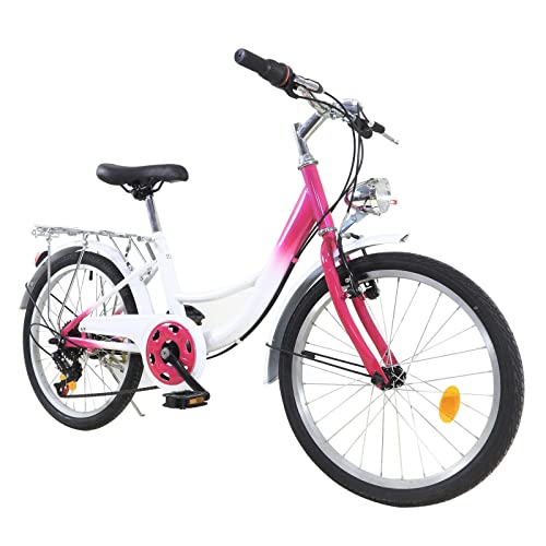 AOOUNGM 20 Zoll Mountainbike 6-Gang Schaltung Fahrräder Einstellbar Mountainbike Outdoor Sportlich Mountainbike für Erwachsen Mountainbike für Mädchen(Rosa und Weiß) von AOOUNGM