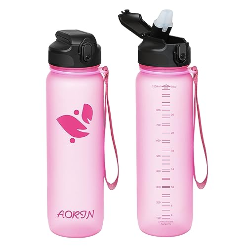 AORIN Trinkflasche mit Strohhalm, 750ml Trinkflasche Kinder BPA Frei, Tritan Auslaufsicher Wasserflasche, Geeignet für Sport, Fitness, Laufen, Yoga, Fahrrad, Outdoor von AORIN