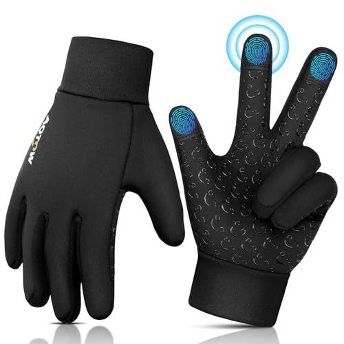 AOTOW Kinder Winter Warme Laufhandschuhe Touchscreen - Thermo Fahrradhandschuhe Kinderhandschuhe Rutschfester Sporthandschuh Winddicht Winterhandschuhe mit Fleecefutter zum Laufen Fahrrad Wandern von AOTOW