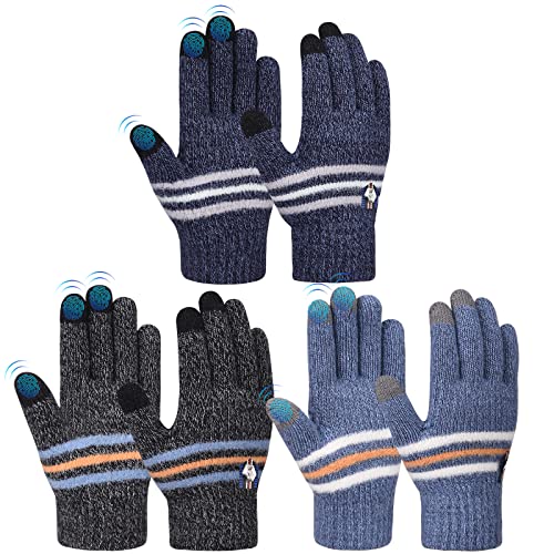 AOTOW Kinder Handschuhe Warme Winterhandschuhe Touchscreen - Verdicken Fausthandschuhe Warme Kinderhandschuhe Skihandschuhe für Outdoor Sport Fahrrad Junge Mädch & 3 paa (4-6 Jahren) von AOTOW
