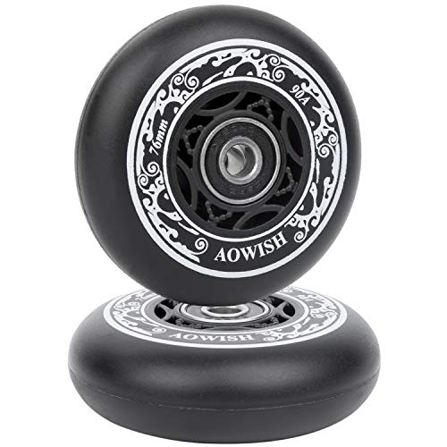 AOWISH Ripstik Wheels [2er Pack] 76 mm Ripstick Wheels 90A Ripsurf Caster Board rad mit vorinstallierten Kugellagern ABEC 9 (schwarz) von AOWISH