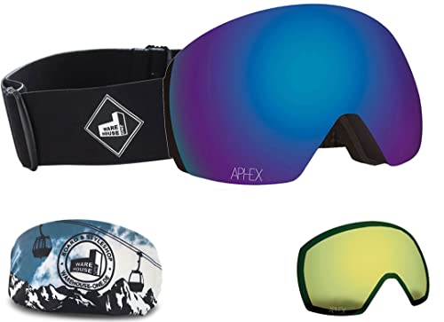 APHEX STYX THE ONE EDITION Magnet Schneebrille 2024 black strap/revo blue + Zusatzglas yellow von APHEX