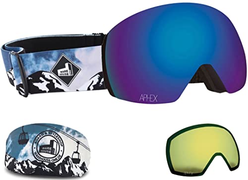 APHEX STYX THE ONE EDITION Magnet Schneebrille 2024 mountain strap/revo blue + Zusatzglas yellow von APHEX