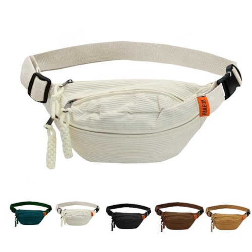 Cord Bauchtasche Gürteltasche für Damen und Herren Mode Gürteltasche Fächer mit Reißverschluss Brusttasche Verstellbarer Gurt Bumbag Cord Geldgürtel für Wandern Fitness Fahrrad Geschenke (Weiß) von APMGONT