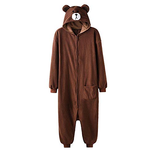 Schlafanzug Animal Onesie Plus Size Bär Kigurumis Erwachsene Frauen Männer Pyjama Schlaf Overall Polar Fleece Zipper Jumpsuit-L. von APWY