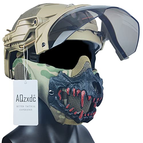AQ zxdc 6 MM Superdickes Airsoft Helm, mit Visier-Gesichtsschutz, Taktische Maske mit Gehör Schutz, für Paintball-Jagdschießen CS BBS,T,STD von AQ zxdc