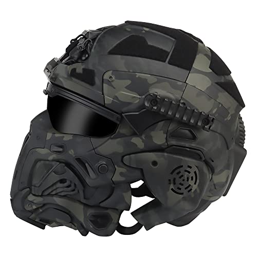 AQ zxdc Taktischer Schutz-Integralhelm, mit Maske, Headset, Brille, Nebellüfter, für Airsoft Paintball,Bcp von AQ zxdc