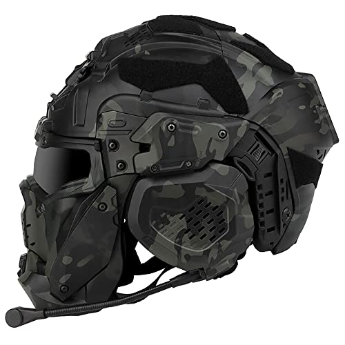 AQ zxdc Taktischer Schutz-Integralhelm, mit Maske, Headset, Brille, Nebellüfter, für Airsoft Paintball,Bcp2 von AQ zxdc