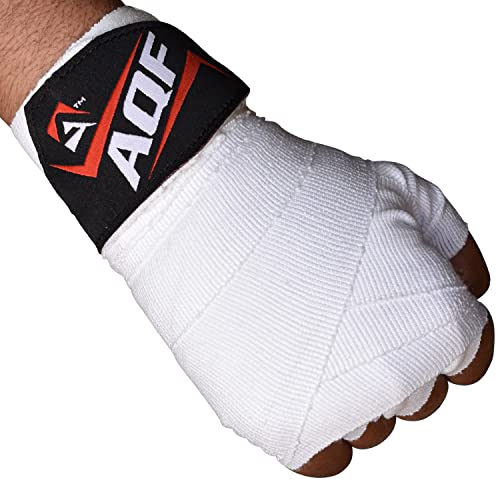 AQF Boxbandagen Für Kampfsport 4 Meter Elastische Boxhandschuhe Innerer Handschuhe Schutz Bandagen Boxen MMA & Cross Fitness Harren & Damen (Weiß) von AQF