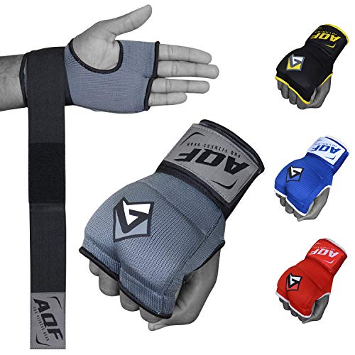 AQF Boxen Innenhandschuhe, Boxbandagen, Bandagen Boxen, Boxhandschuhe Gel Gepolstert Elastisches Handgelenk Bandagen 100cm Lang 2 Finger Fur Boxsack Training, Kampfsport & MMA (Grau, L) von AQF