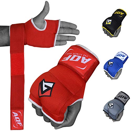 AQF Boxen Innenhandschuhe, Boxbandagen, Bandagen Boxen, Boxhandschuhe Gel Gepolstert Elastisches Handgelenk Bandagen 100cm Lang 2 Finger Fur Boxsack Training, Kampfsport & MMA (Rot, M) von AQF