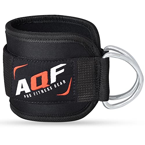AQF Fußschlaufen Gepolstert 1Stück Fitness zubehör für Training am Kabelzug D- Ring Ankle Straps für Damen und Herren (Einzeln verkauft) (Schwarz) von AQF