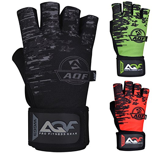 AQF Gewichtheber-Handschuhe mit 50cm Handgelenksbandagen unterstützen Gymnastikhandschuhe für Powerlifting, Cross Fitness, Workout - Atmungsaktiv, leichtgewichtig (Schwarz, S) von AQF