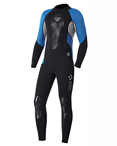 3 mm Premium Neoprenanzug, einteiliger Ganzkörper-Tauchanzug mit Frontreißverschluss für Männer zum Gerätetauchen, Surfen, Speerfischen, Neoprenanzüge von AQHZB