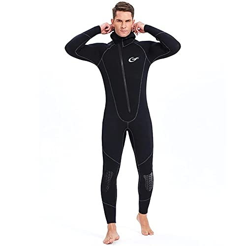 Ultra Stretch 5 mm Neopren-Neoprenanzug, winterwarmer Ganzkörper-Tauchanzug mit Reißverschluss vorne für Männer und Frauen, Schnorcheln, Tauchen, Schwimmen, Surfen, 4XL von AQHZB