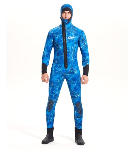 Ultra Stretch 5 mm Neopren-Neoprenanzug, winterwarmer Ganzkörper-Tauchanzug mit Reißverschluss vorne für Männer und Frauen, Schnorcheln, Tauchen, Schwimmen, Surfen, D, XL von AQHZB
