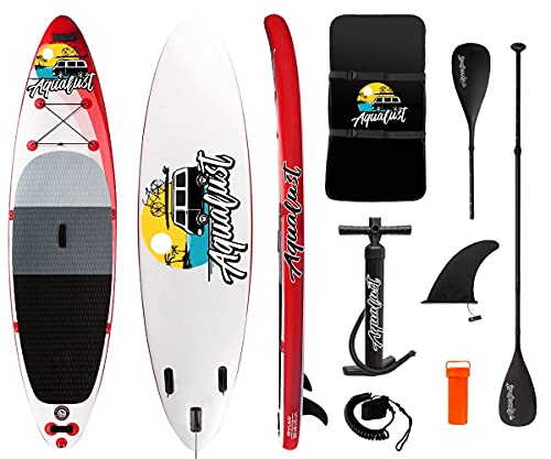 AQUALUST 10'6" SUP Board Stand Up Paddle Surf-Board aufblasbar Paddel Leash ISUP 320x81cm red von AQUALUST