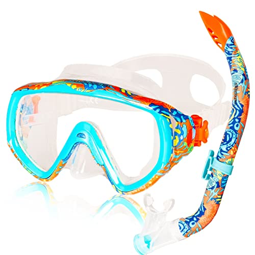 AQUAZON ELBA Schnorchelset, Tauchset, incl. Taucherbrille und Schnorchel für Kinder, Jugendliche von 7-14 Jahren und Damen, Farbe:Coral von aquazon