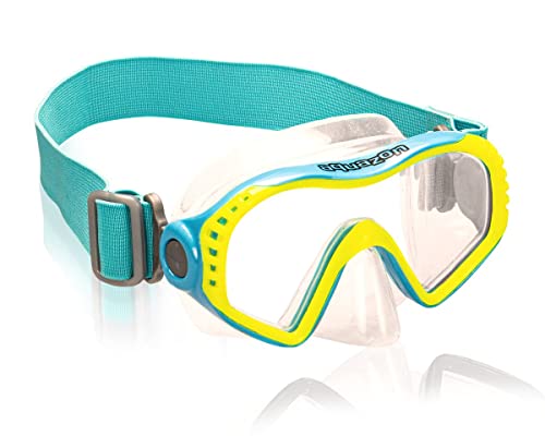 AQUAZON Starfish Junior Medium Schnorchelbrille, Taucherbrille, Schwimmbrille, Tauchmaske für Kinder, Jugendliche von 7-14 Jahren, Tempered Glas, Silikon, tolle Passform, Farbe:blau Junior von aquazon