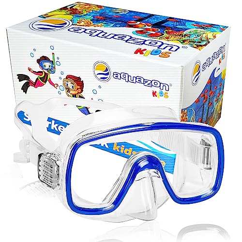 Aquazon Kinder Taucherbrille, Tauchmaske, Tauchermaske Fun, für 3-7 Jahre, blau transparent von aquazon