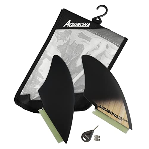 AQUBONA Twin Keel Fins, Single Tab Dual Tabs Flossen Surfboard Flossen, Twin Fin Fishtail Surfboard Flossen Twin Keels - Smooth Fiberglass Flex von AQUBONA