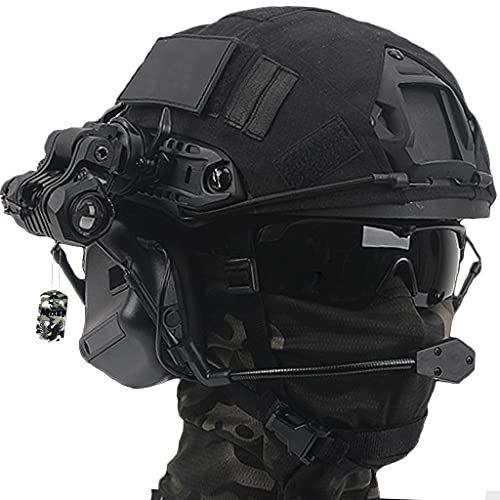 AQzxdc Airsoft Helm Set, mit Taktischem Headset & Brille & NVG Halterung & Teleskop Modell Tactical Gear Kombination, Für Outdoor Paintball Schutzjagd,Sets b,M von AQzxdc