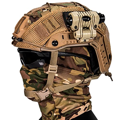 AQzxdc Fast Paintball Helm Sätze, mit Taktischem Headset und Teleskop-Modell, Visier & Schutzbrille, Taschenlampe, Signalblinker, NVG Halterung, für Airsoft Schießen und Jagd Spiel BBS,Be a von AQzxdc