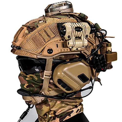 AQzxdc Fast Paintball Helm Sätze, mit Taktischem Headset und Teleskop-Modell, Visier & Schutzbrille, Taschenlampe, Signalblinker, NVG Halterung, für Airsoft Schießen und Jagd Spiel BBS,Be b von AQzxdc