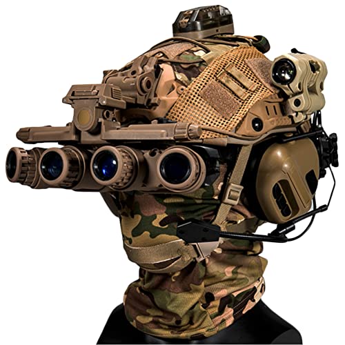 AQzxdc Fast Paintball Helm Sätze, mit Taktischem Headset und Teleskop-Modell, Visier & Schutzbrille, Taschenlampe, Signalblinker, NVG Halterung, für Airsoft Schießen und Jagd Spiel BBS,Be d von AQzxdc