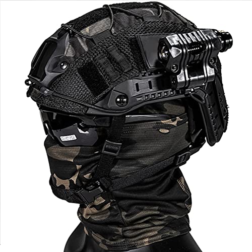 AQzxdc Fast Paintball Helm Sätze, mit Taktischem Headset und Teleskop-Modell, Visier & Schutzbrille, Taschenlampe, Signalblinker, NVG Halterung, für Airsoft Schießen und Jagd Spiel BBS,Bk a von AQzxdc