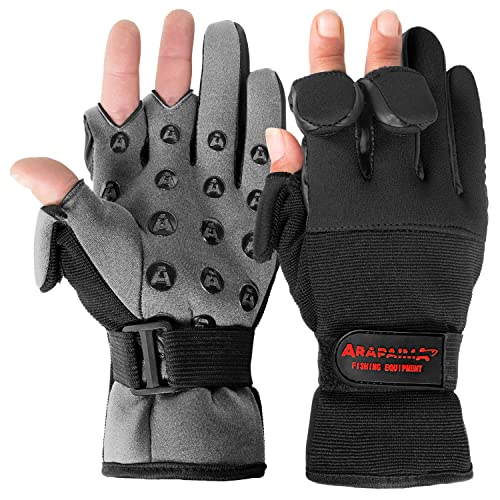 Arapaima Fishing Equipment® Neopren Angelhandschuhe 'Wizard' | Thermo Angel Handschuhe | Anglerhandschuhe | Fishing Gloves - Schwarz/Grau - M von Arapaima Fishing Equipment