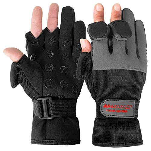 Arapaima Fishing Equipment® Neopren Angelhandschuhe 'Wizard' | Thermo Angel Handschuhe | Anglerhandschuhe | Fishing Gloves - Grau/Schwarz - 3XL von Arapaima Fishing Equipment