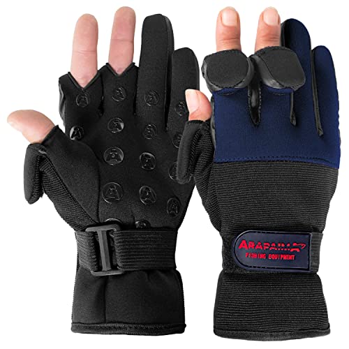 Arapaima Fishing Equipment® Neopren Angelhandschuhe 'Wizard' | Thermo Angel Handschuhe | Anglerhandschuhe | Fishing Gloves - Navy/Schwarz - 3XL von Arapaima Fishing Equipment